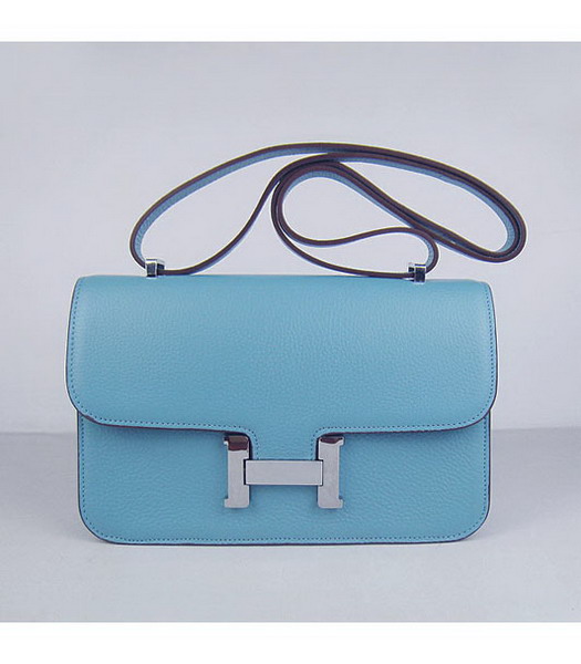 Hermes Constance Togo Leather Bag HSH020 Light Blue Silver